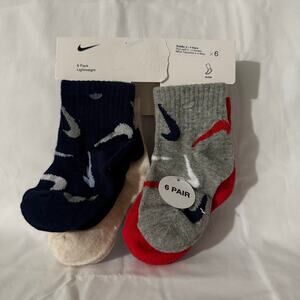 Nike Toddler 6 Pk Multicolor Ankle Cotton Cushion Swoosh Logo Sock Set Sz 2-4 Yr